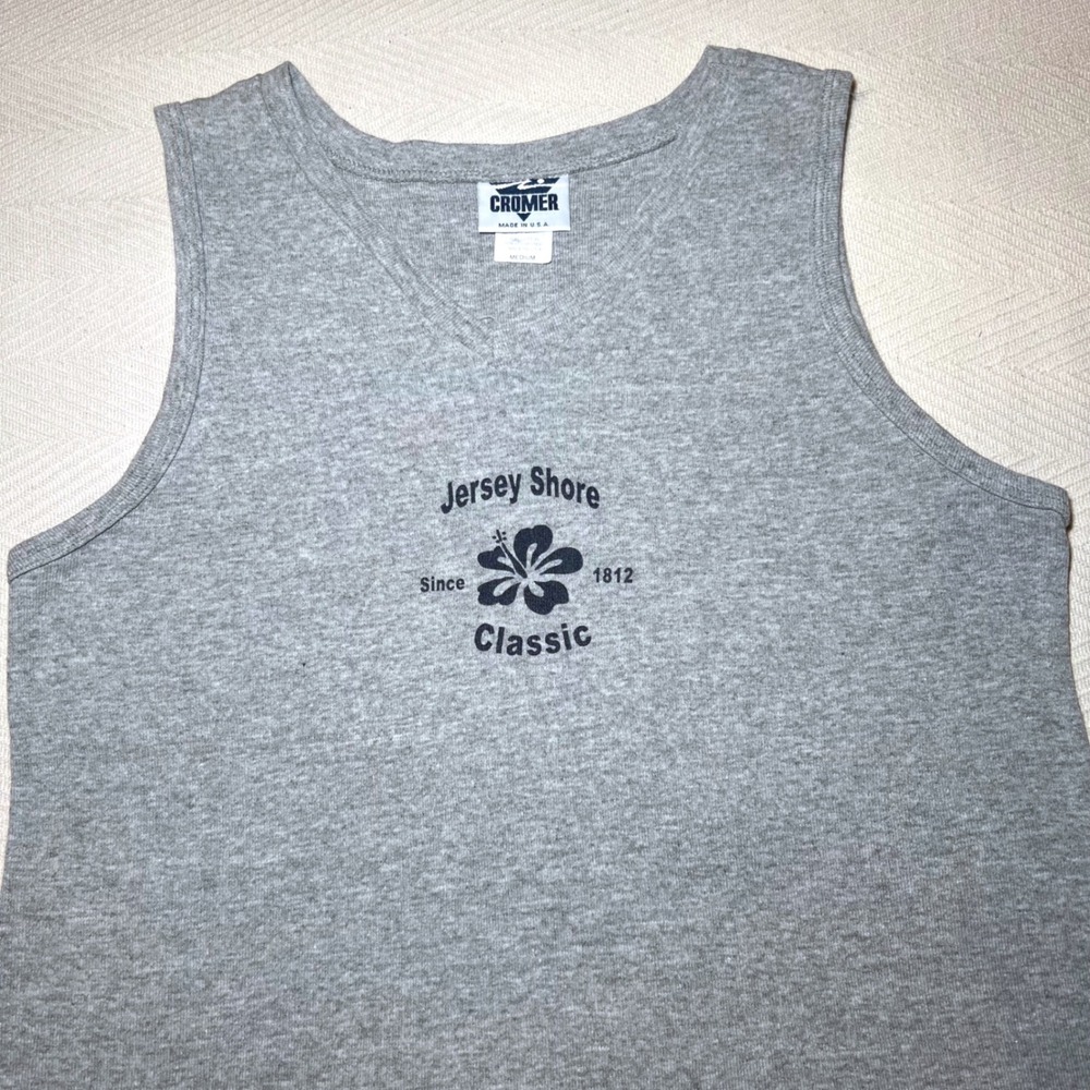 Vintage Y2K Cromer Jersey Shore‎ Classic Tank Top Hibiscus Made in USA Medium